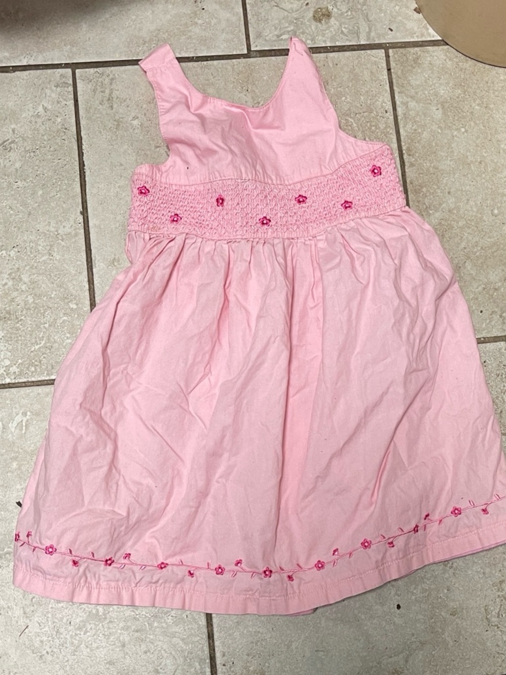 Pink Smocked Floral Trim Girls' Dress 4t